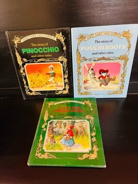 3 Classic Fairy Tales Book- PUSS IN BOOTS-PINOCCHIO-LITTLE RED RIDING HOOD